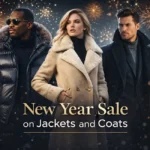 New Year Sale on jackets and coats featuring stylish men and women
