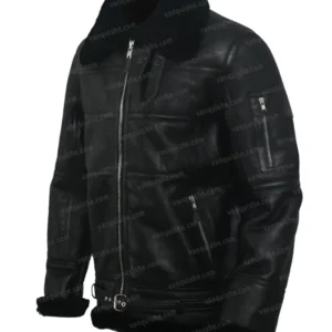 B16-Shearling-Fur-Aviator-Black-Sheepskin-Leather-Jacket-Left
