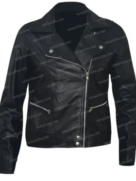Black Biker Leather Jacket For Women