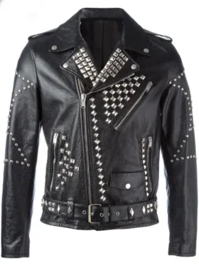 Black-Biker-Studded-Motorcycle-Vegan-Leather-Jacket-1