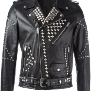 Black-Biker-Studded-Motorcycle-Vegan-Leather-Jacket-1