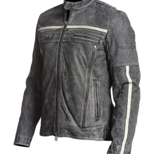 Men 60s Retro Cafe Racer Leather Jacket