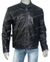Men Bluster Cafe Racer Black Slim Fit Biker Leather Jacket Front