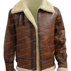 Men-Brown-B3-Bomber-Pilot-Shearling-Fur-Jacket