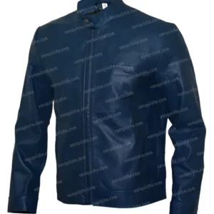 Men-Cafe-Racer-Blue-Genuine-Leather-Jacket-Left-Side