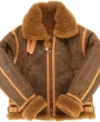 Men RAF Spread Fur Collar Brown Shearling Jacket