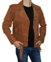 Mens-Asymmetrical-Zipper-Camel-Brown-Suede-Biker-Jacket-Open-Style