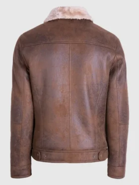 Mens Aviator Brown Shearling Fur Leather Jacket