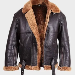 Mens B3 Brown Flying Aviator Sheepskin Leather Jacket
