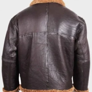 Mens B3 Brown Flying Aviator Sheepskin Leather Jacket Back