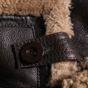 Mens B3 Shearling Fur Sheepskin Brown Jacket