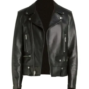 Mens Biker Asymmetrical Zipper Real Leather Jacket
