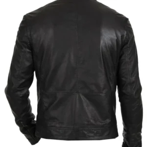 Mens Biker Black Moto Leather Jacket