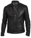 Mens Biker Black Motorcycle Leather Jacket