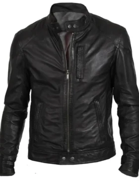 Mens Biker Black Motorcycle Leather Jacket