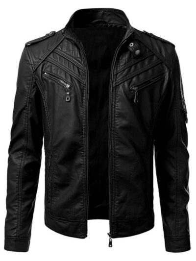 Mens-Black-Leather-Biker-Jacket