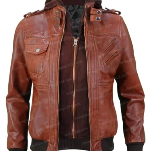 Mens-Bomber-Biker-Brown-Jacket-With-Removable-Hoodie