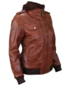 Mens-Bomber-Biker-Brown-Jacket-With-Removable-Hoodie-Left