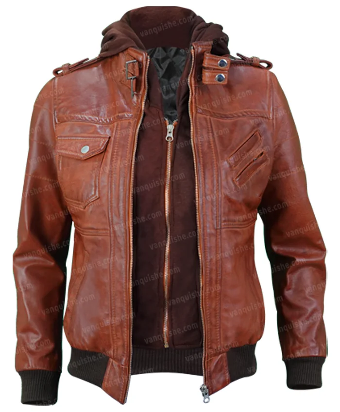 Tall Mens Leather Jacket With Hoodie