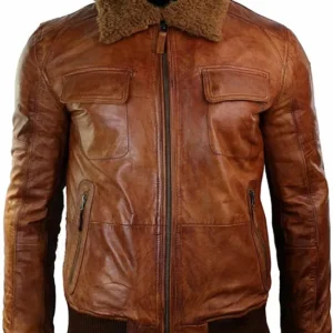 Mens-Brown-Removable-Fur-Collar-Real-Leather-Jacket