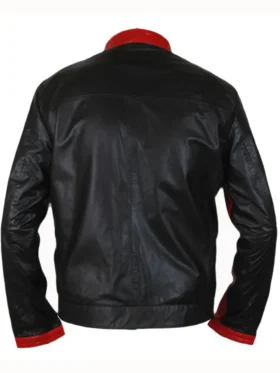Mens Cafe Racer Biker Black and Red Leather Jacket