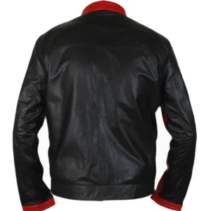 Mens Cafe Racer Biker Black and Red Leather Jacket