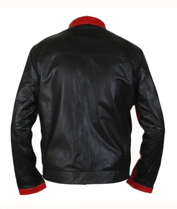 Mens Cafe Racer Biker Black and Red Leather Jacket