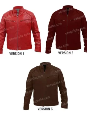 Mens Cafe Racer Multiple Colors Biker Leather Jacket