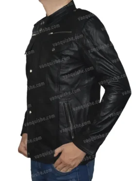 Mens-Cafe-Racer-Style-Real-Leather-Biker-Black-Jacket-Side