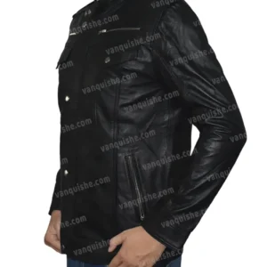 Mens-Cafe-Racer-Style-Real-Leather-Biker-Black-Jacket-Side