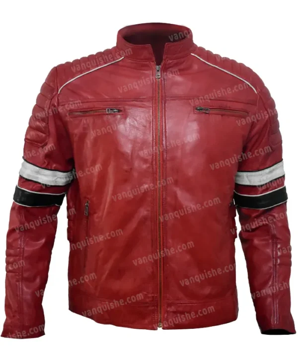 Mens-Cafe-Racer-Style-Red-Stripe-Leather-Quilted-Jacket-Front