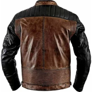 Mens Distressed Brown and Black Leather Jacket