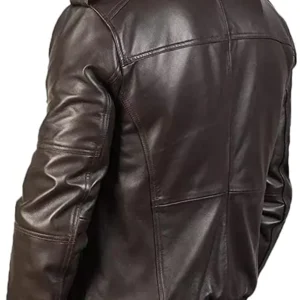 Mens Erect Collar Biker Brown Jacket