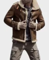 Mens Flight B3 Bomber Shearling Fur Leather Jacket