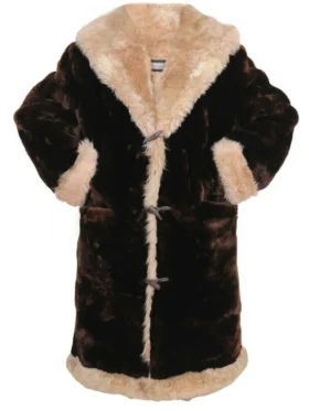 Mens Long Real Beaver Fur Trench Coat