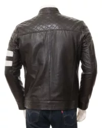 Mens 04 Pockets Diamond Quilted Motorcycle Jacket Back