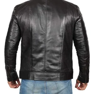 Mens-04-Zipper-Pockets-Padded-Leather-Jacket-Black-Back