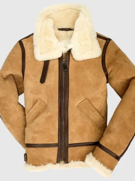 Mens-B3-Bomber-Tan-Brown-Suede-Leather-Jacket