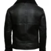 Mens Black Wide Collar B3 Bomber Leather Jacket Back