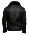 Mens Black Wide Collar B3 Bomber Leather Jacket Back