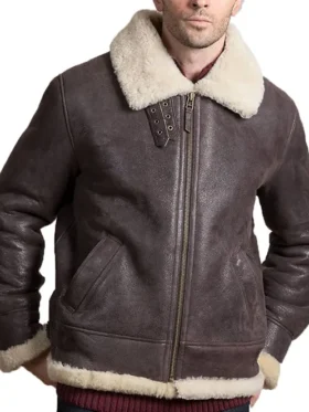 Mens Brown B 3 Farrier Pilot Aviator Leather Jacket