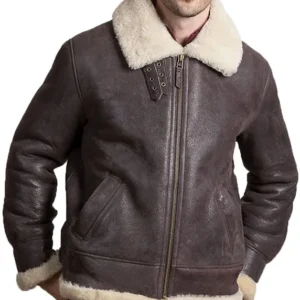 Mens Brown B 3 Farrier Pilot Aviator Leather Jacket