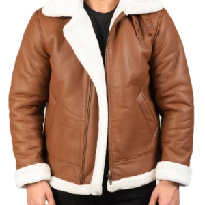 Mens Brown B3 Bomber Leather Jacket