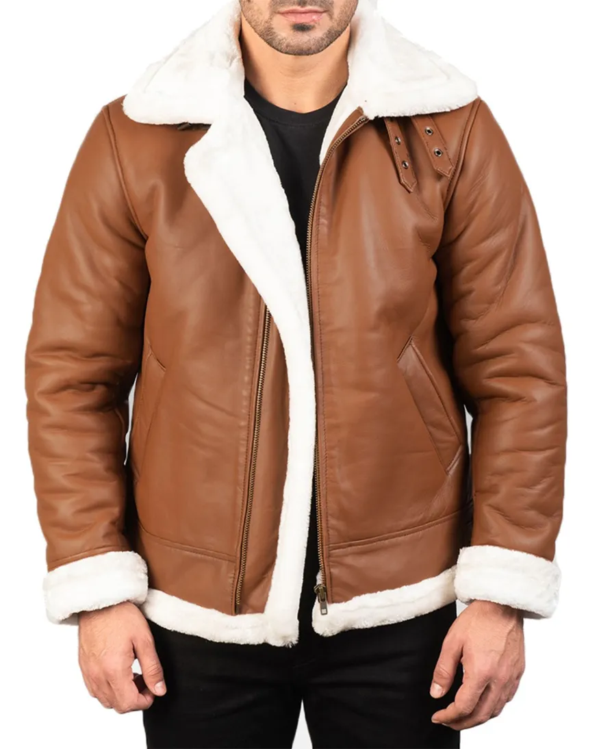 Mens Brown B3 Bomber Leather Jacket