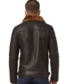 Mens-Brown-Shearling-Aviator-Asymmetrical-Zipper-Jacket-Back