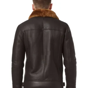 Mens-Brown-Shearling-Aviator-Asymmetrical-Zipper-Jacket-Back
