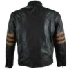 Mens Brown Stripes Cafe Racer Biker Leather Jacket Back