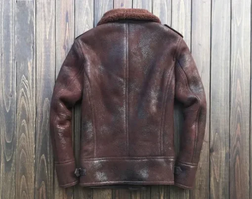 Mens Burgundy B3 Bomber Shearling Jacket