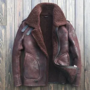 Mens-Burgundy-B3-Bomber-Shearling-Leather-Jacket