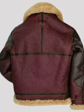 Mens Burgundy Black Shearling B3 Jacket